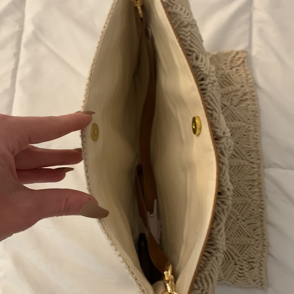 Crocheted Clutch/Crossbody, Beige/Tan - Picture 3 of 3